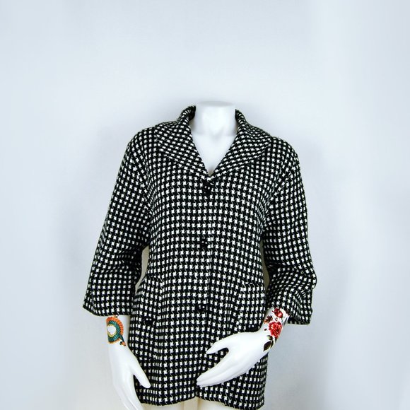 90s San Remo USA Made Houndstooth Unlined Jacket - Picture 1 of 7